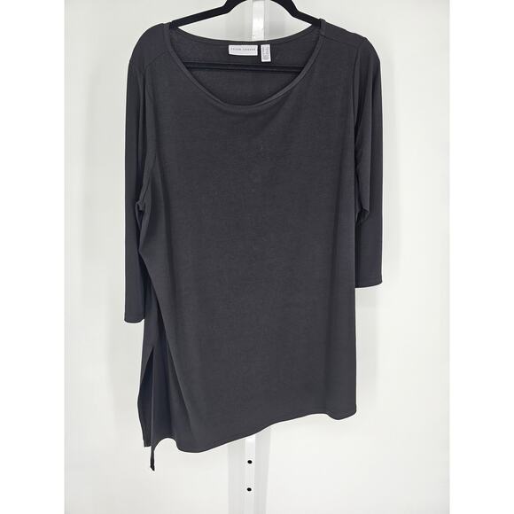 Susan Graver Women's Black Solid Long Sleeve Round Neck T-shirt Tunic Size 1X - Picture 1 of 3